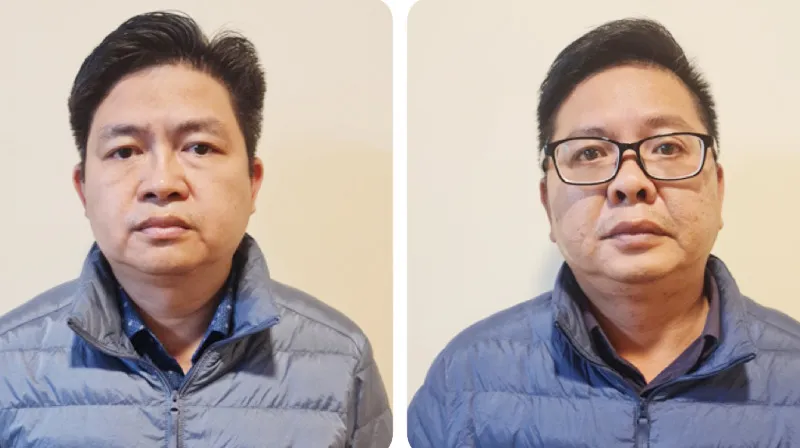 Các bị can từ trái sang phải: Nguyễn Vũ Bảo Hoàng; Nguyễn Ngọc Trường Chinh; Nguyễn Thị Bích Ngọc; Quan Minh Tuấn; Nguyễn Văn Lành. Ảnh: CA