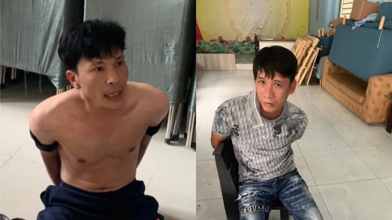 Hai đối tượng lúc bị bắt. Ảnh: TRUNG DŨNG 