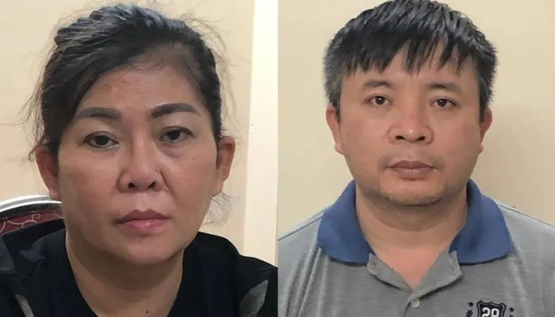Bị can Lan Anh và Chương (từ trái qua phải)