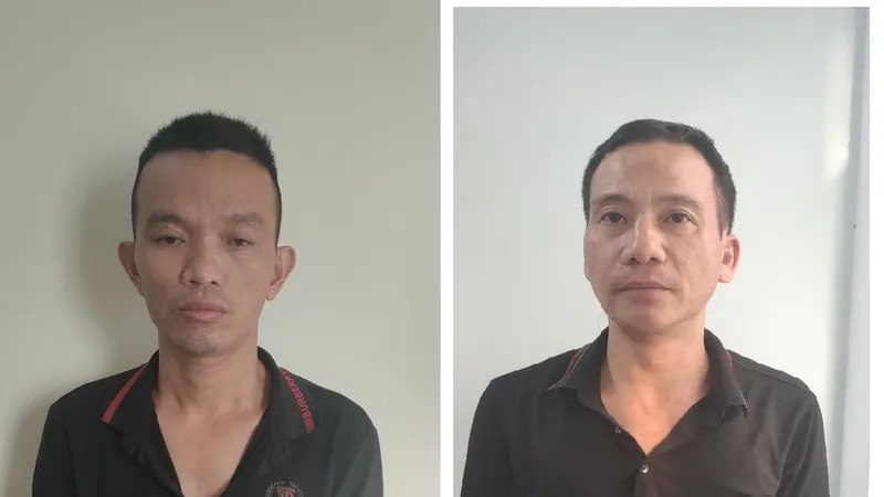 Ha đối tượng Tuân và Quý (từ trái qua phải) tại công an