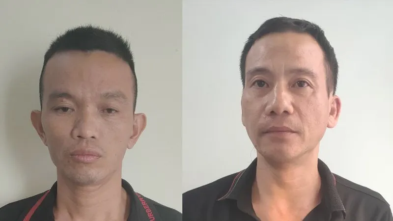 Tuấn (trái) và Quý (phải) tại cơ quan công an