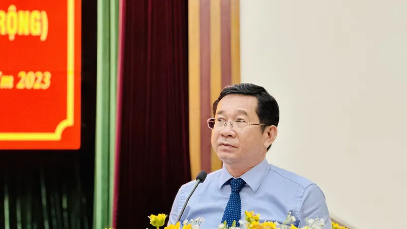 Đồng chí Dương Ngọc Hải, Ủy viên Ban Thường vụ Thành ủy, Chủ nhiệm Ủy ban Kiểm tra Thành ủy TPHCM phát biểu chỉ đạo. Ảnh: CHÍ THẠCH 
