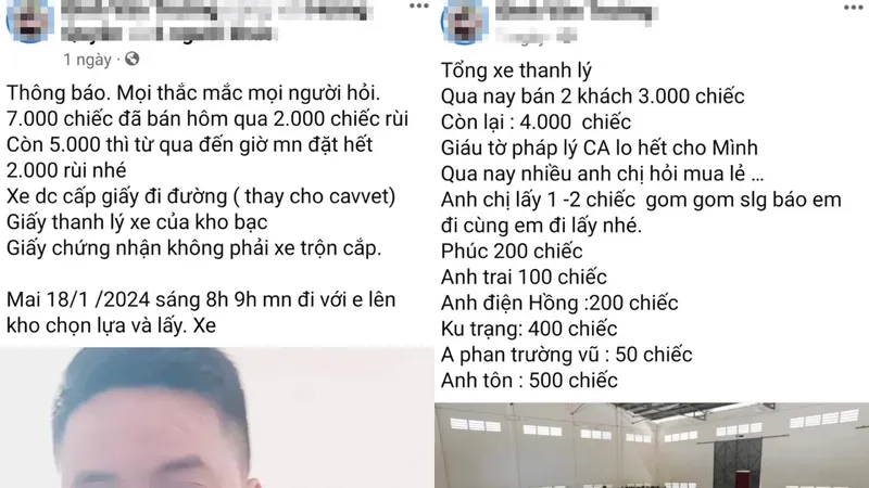 Hình ảnh người đàn ông rao bán thanh lý 7.000 xe vi phạm ở Công an quận 11