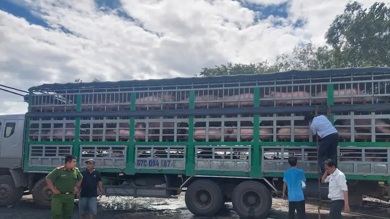 Công an kiểm tra xe hàng 