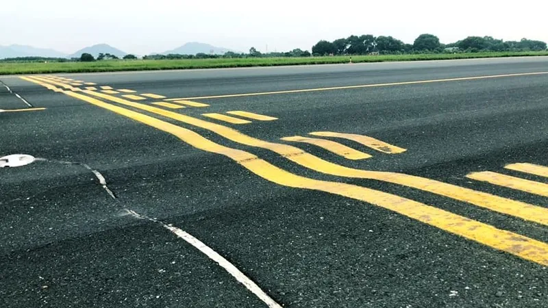 Một đoạn đường cất hạ cánh tại Nội Bài đang bị lún