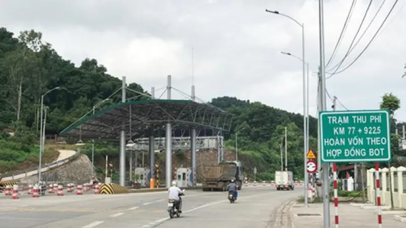 Trạm thu phí đặt trên QL3 cũ tại Km 77+922,5 
