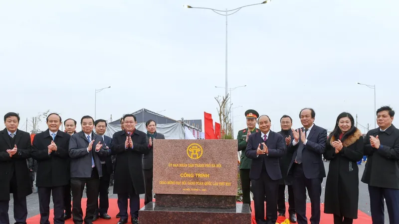 Lễ gắn biển nút giao đường Vành đai 3 với cao tốc Hà Nội - Hải Phòng