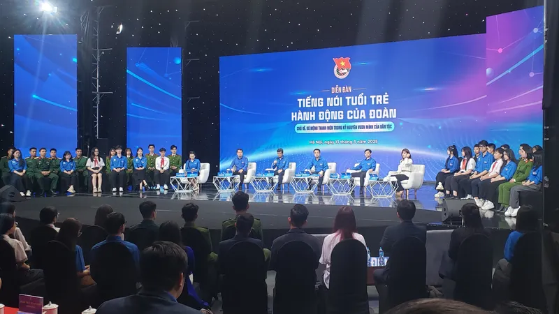 Điểm cầu trung tâm của diễn đàn “Tiếng nói tuổi trẻ - Hành động của Đoàn”, ngày 13-3