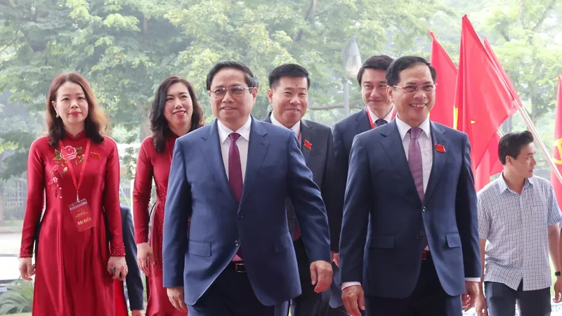 Thủ tướng Phạm Minh Chính đến dự Đại hội đại biểu Đảng bộ Bộ Ngoại giao lần thứ I nhiệm kỳ 2025 - 2030. Ảnh: VIẾT CHUNG