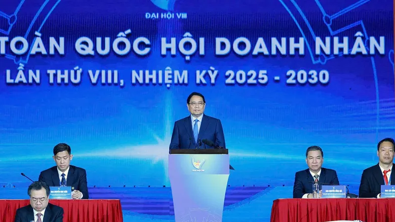 Thủ tướng Phạm Minh Chính phát biểu chỉ đạo đại hội . Ảnh: VIẾT CHUNG