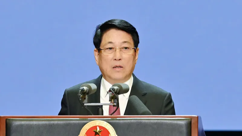Chủ tịch nước Lương Cường phát biểu tại Lễ kỷ niệm 50 năm Quốc khánh nước Cộng hòa Dân chủ Nhân dân Lào. Ảnh: VIẾT CHUNG