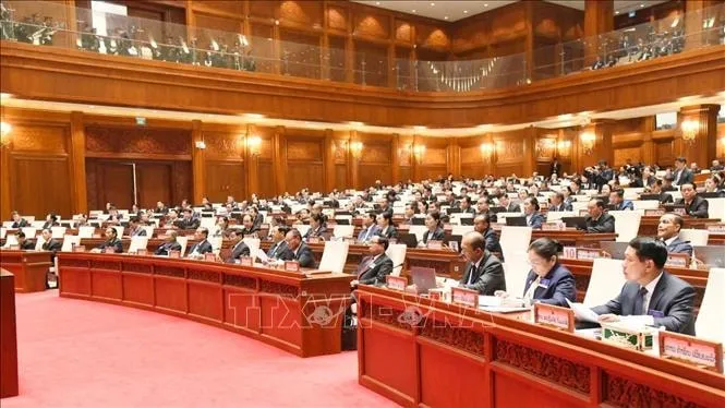 Khai mạc kỳ họp thứ nhất, Quốc hội khóa X nước Cộng hòa Dân chủ Nhân dân Lào. Ảnh: TTXVN.