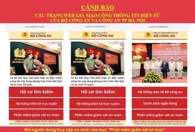 Hàng loạt trang web giả mạo trong ngành công an