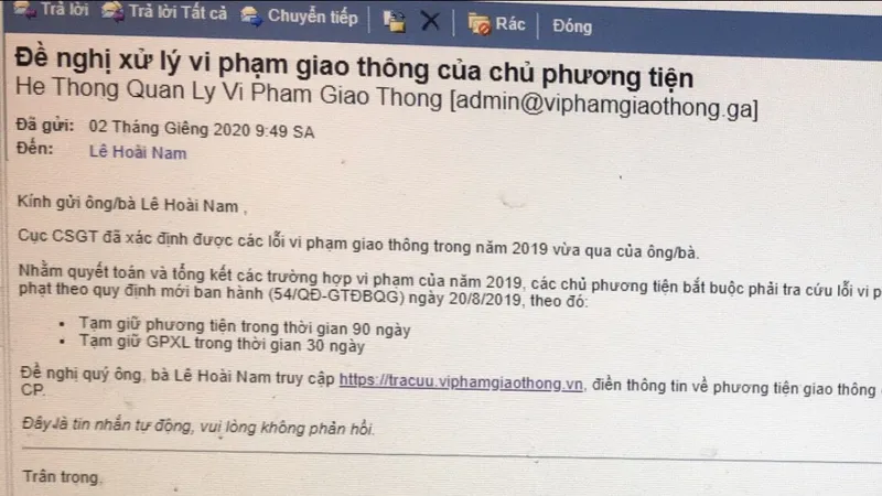 Mạo danh cơ quan nhà nước gửi thư đề nghị xử lý vi phạm giao thông