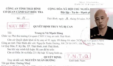Công an Thái Bình phát lệnh truy nã với chồng của nữ đại gia