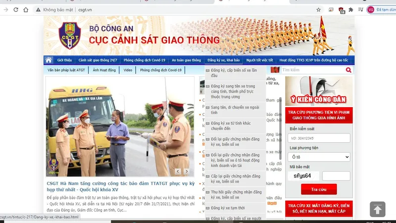 Từ 21-7, người dân đăng ký, khai báo phương tiện hoàn toàn trực tuyến