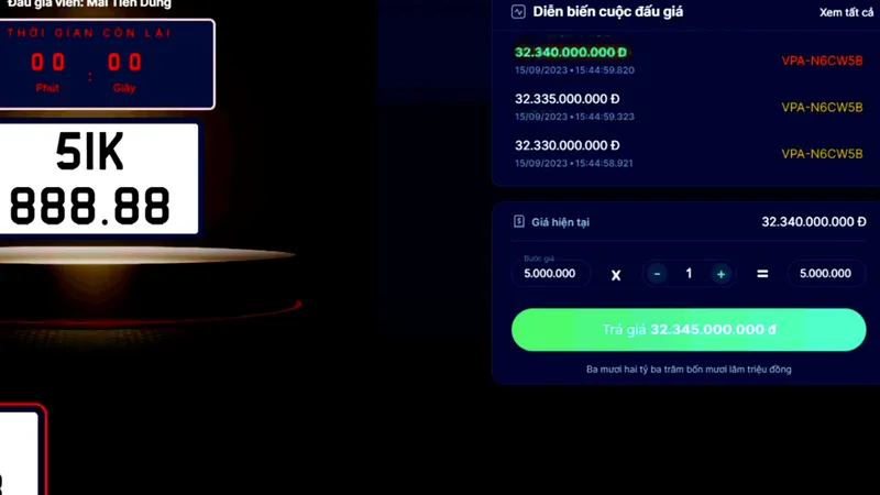 Biển số ngũ quý tám giảm một nửa giá khi được đấu giá lại