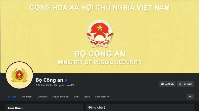 Bộ Công an mở thêm kênh thông tin trên nền tảng mạng xã hội facebook