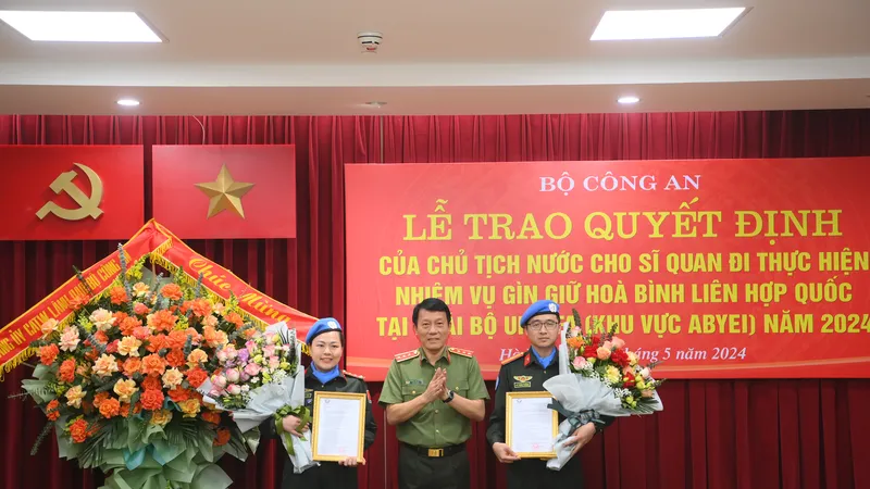 Bộ Công an có 2 sĩ quan lên đường thực hiện nhiệm vụ gìn giữ hòa bình Liên hợp quốc
