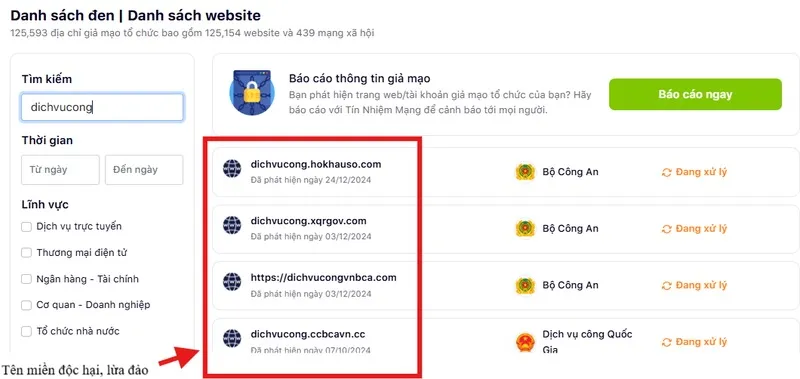 Có thể tra cứu các website lừa đảo trên VNeID