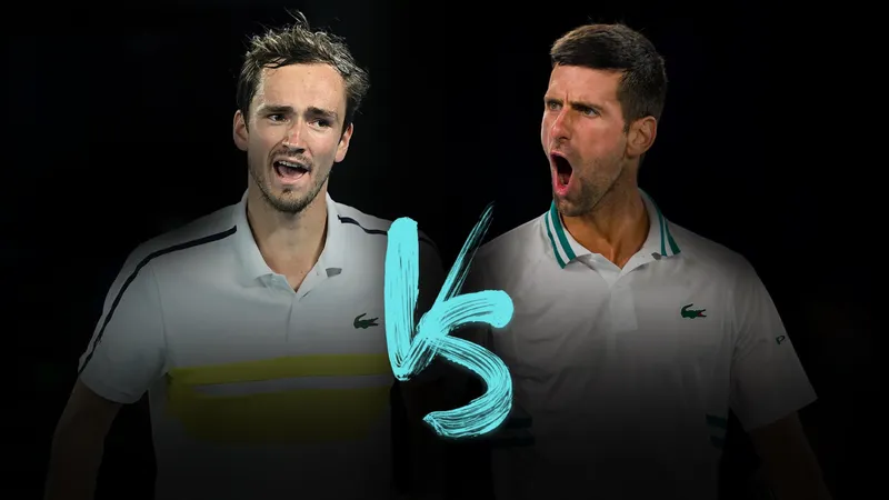 Djokovic (phải) sẽ đấu Medvedev ở CK đơn nam