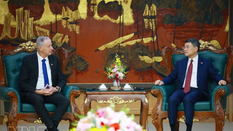 越南政府总理黎明兴会见以色列驻越大使亚龙·迈尔。图自越通社