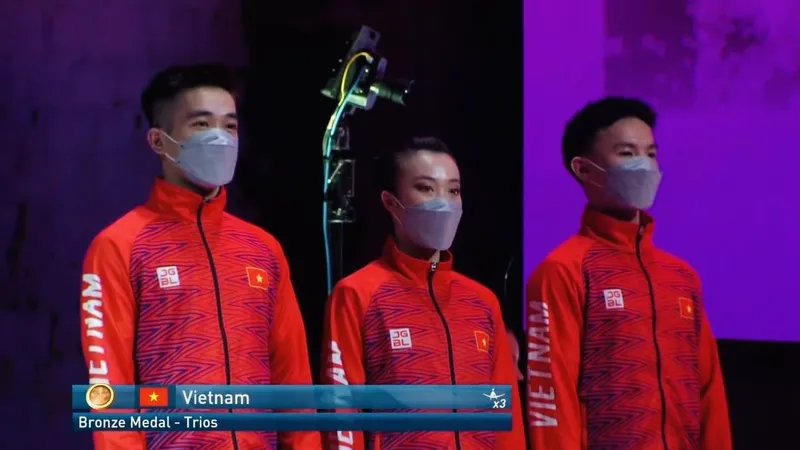 Đội aerobic Việt Nam đã có huy chương đầu tiên tại giải vô địch thế giới 2022. Ảnh: I.T