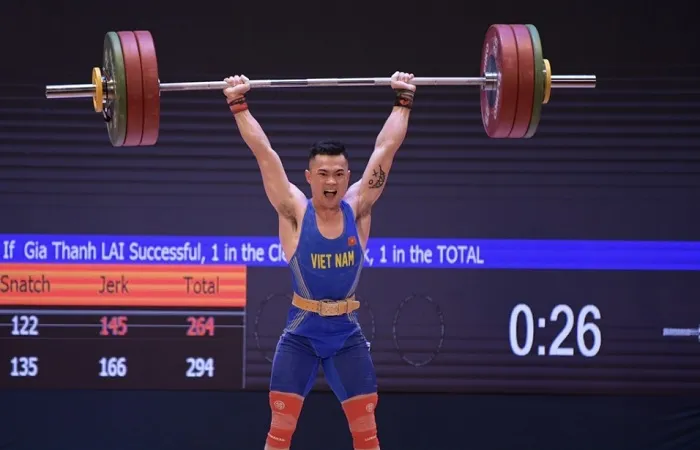 Lực sĩ Lại Gia Thành đặt quyết tâm cao tại giải vô địch châu Á 2022. Ảnh: DŨNG PHƯƠNG