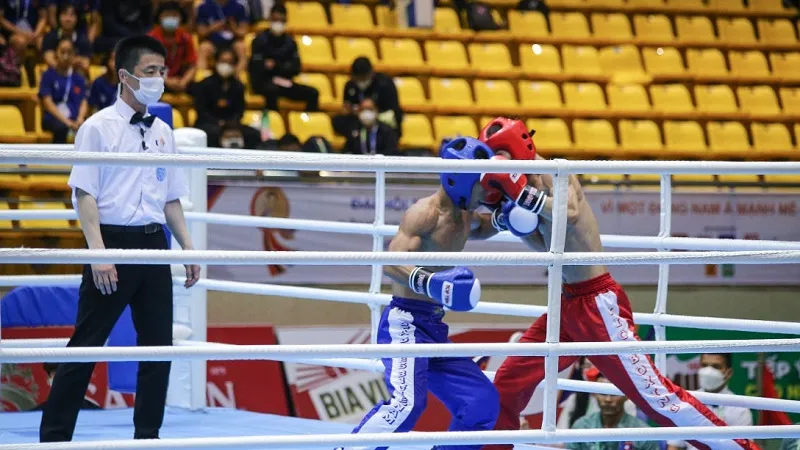 VĐV kickboxing đã bắt đầu thi đấu tại Đại hội thể thao toàn quốc năm nay. Ảnh: D.P
