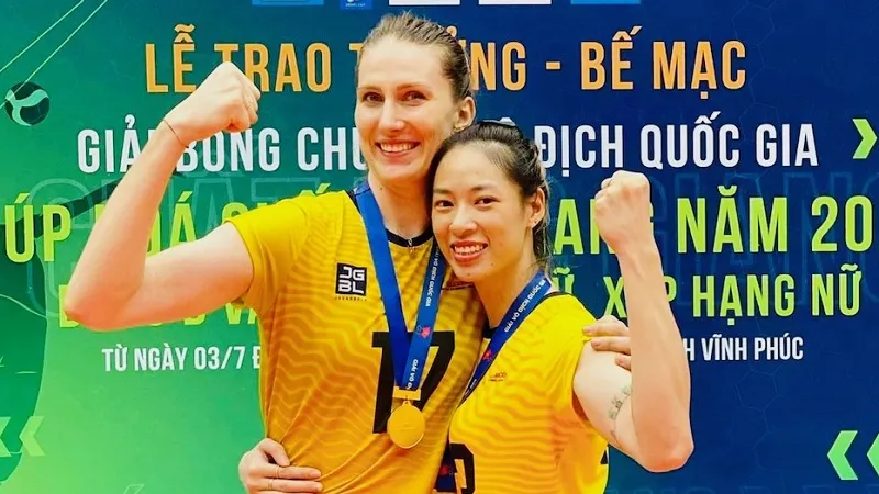 Năm 2022, Trà Giang đã có mùa giải thành công khi vô địch quốc gia cùng đội nữ Thái Bình và bây giờ cô sẽ tới Thái Lan để có bước chuyển mới trong sự nghiệp. Ảnh: T.GIANG