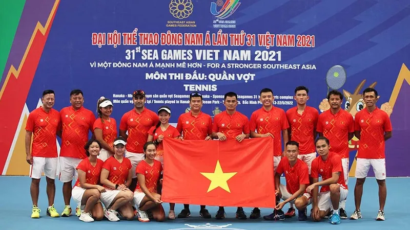 Đội quần vợt Việt Nam tại SEA Games 31 từng giành 1 HCV nhưng tới SEA Games 32 sẽ không đặt mục tiêu HCV do vắng Lý Hoàng Nam. Ảnh: VTF