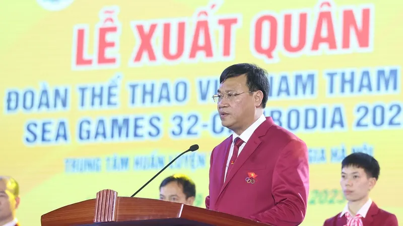 Ông Đặng Hà Việt tin tưởng sự đoàn kết và đồng lòng của các thành viên Đoàn thể thao Việt Nam tại SEA Games 32 sẽ mang lại thành công về thành tích cho chúng ta. Ảnh: LƯỢNG LƯỢNG
