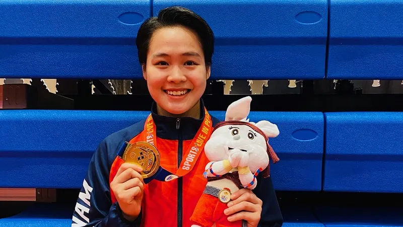 Ngọc Trâm đã có tấm HCV lần thứ hai trong sự nghiệp khi dự SEA Games 32. Ảnh: MINH MINH