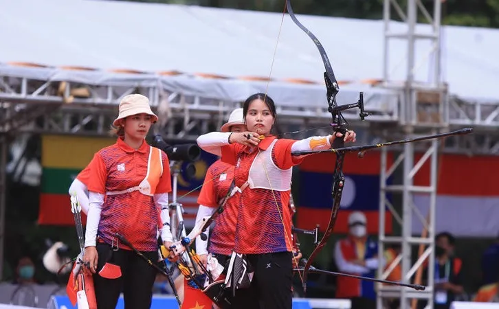 Cung thủ Ánh Nguyệt tham dự giải vô địch quốc gia 2023 ở Vĩnh Long trước khi lên đường dự ASIAD 19-2022. Ảnh: D.P