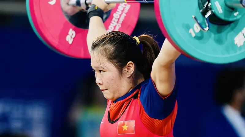 Lực sĩ Quàng Thị Tâm của Việt Nam thi đấu hang 59kg và có hạng 7. Ảnh: Hangzhou2022.cn