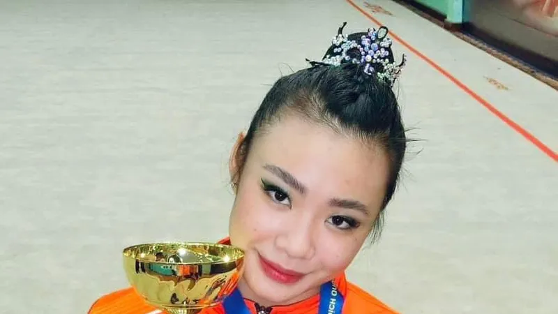 VĐV Nguyễn Hà My của thể dục nghệ thuật Hà Nội thi đấu xuất sắc giải vô địch quốc gia năm nay. Ảnh: VGF