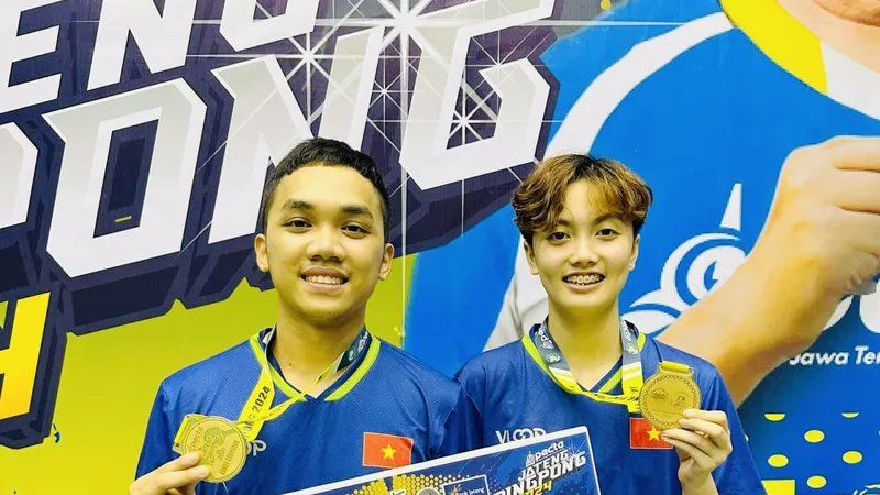 Anh Hoàng, Mai Ngọc vừa có kết quả thi đấu tốt tại Indonesia để sẵn sàng bước vào tranh tài vô địch quốc gia 2024 trong màu áo CAND năm nay. Ảnh: ANH HOÀNG