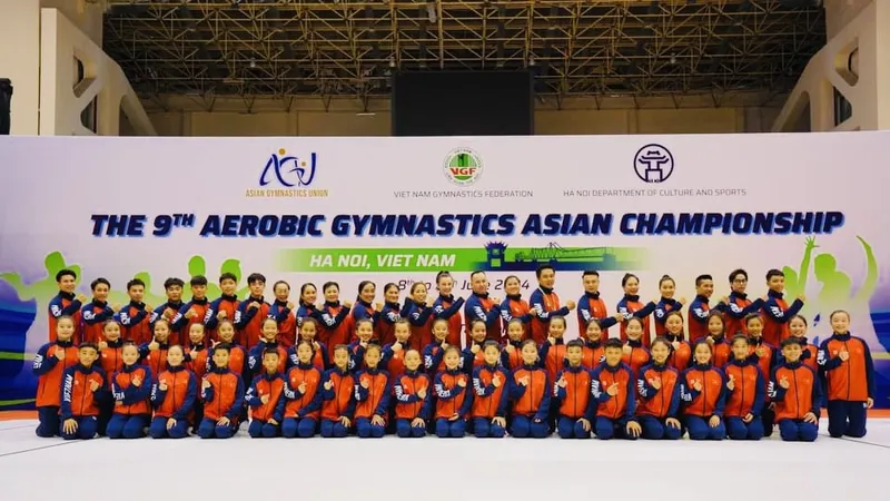 Đội thể dục aerobic Việt Nam sẵn sàng bước vào tranh tài vô địch châu Á 2024 trên sân nhà. Ảnh: MINH MINH