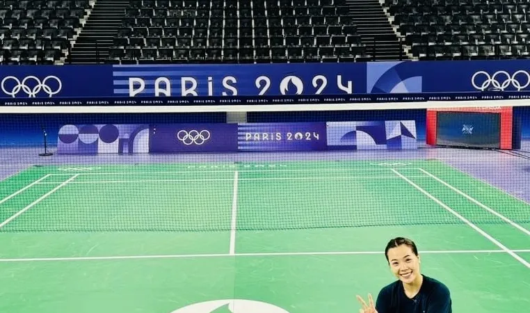 Nguyễn Thùy Linh đã được tập trên sân thi đấu môn cầu lông tại Olympic 2024. Ảnh: THÙY LINH