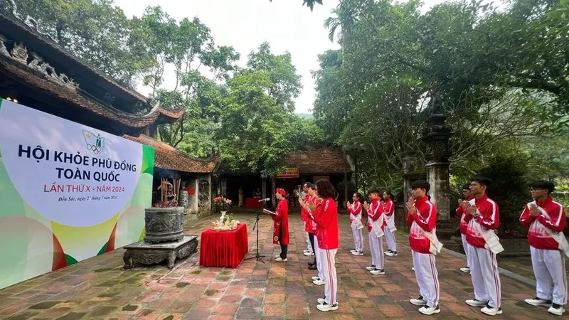 Nghi thức xin lửa cho Hội khỏe Phù Đổng toàn quốc lần X-2024 đã được thực hiện. Ảnh: GDTĐ