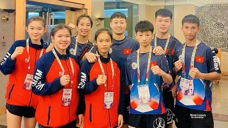 Đội muay trẻ Việt Nam đang có mặt thi đấu giải trẻ vô địch thế giới 2024 ở Thái Lan. Ảnh: B.Y.L