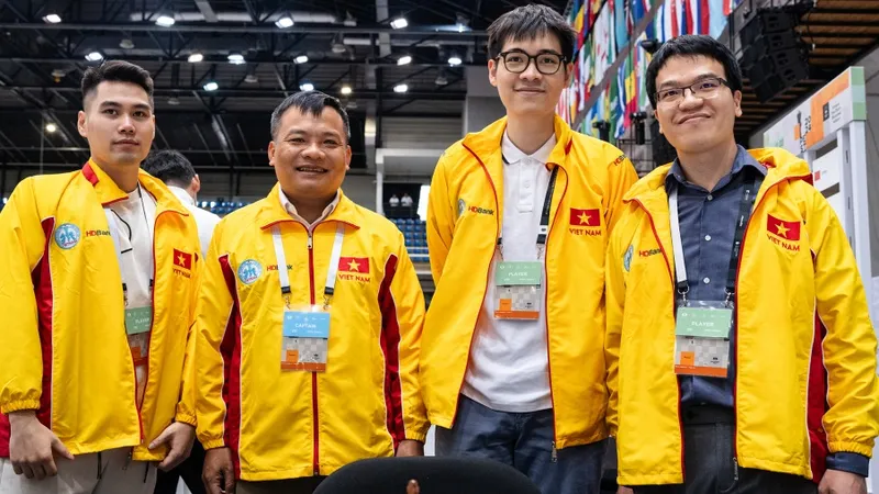 Đội cờ vua nam Việt Nam đang thi đấu hiệu quả qua 5 ván ở Olympiad 2024. Ảnh: FIDE
