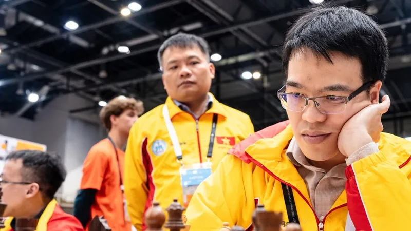 Cờ vua nam Việt Nam đang tạm xếp hạng 2 qua 6 trận đã thi đấu tại Olympiad 2024. Ảnh: FIDE