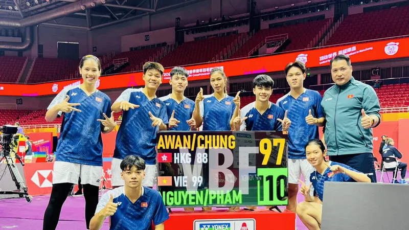Đội cầu lông trẻ Việt Nam xếp hạng 17 ở nội dung đồng đội hỗn hợp thế giới, tới đây các tay vợt sẽ thi đấu nội dung cá nhân. Ảnh: VBF