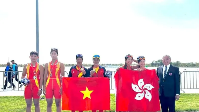2 tuyển thủ Phạm Thị Huệ, Đinh Thị Hảo giành HCV tại giải vô địch châu Á 2024. Ảnh: T.HẢO