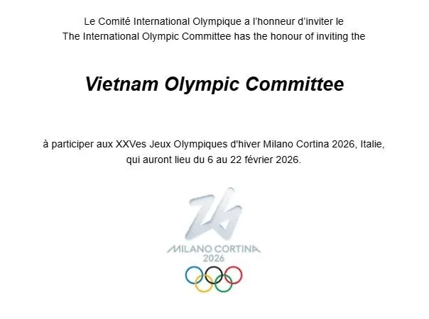 IOC đã có văn bản gởi tới Ủy ban Olympic Việt Nam mời dự Olympic mùa đông 2026. Ảnh: IOC