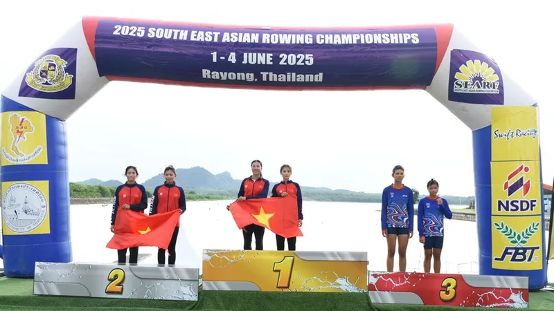 Đội rowing Việt Nam có vị trí số 1 giải vô địch Đông Nam Á 2025. Ảnh: RCAT