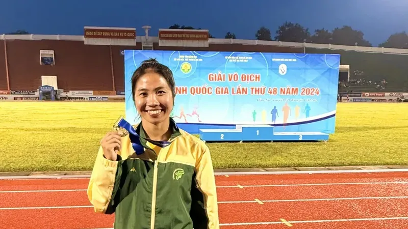 Hà Thị Thu đã tiếp tục giành HCV tại giải vô địch quốc gia 2025 bảo vệ thành công vị trí số 1 từ năm ngoái. Ảnh: MINH MINH