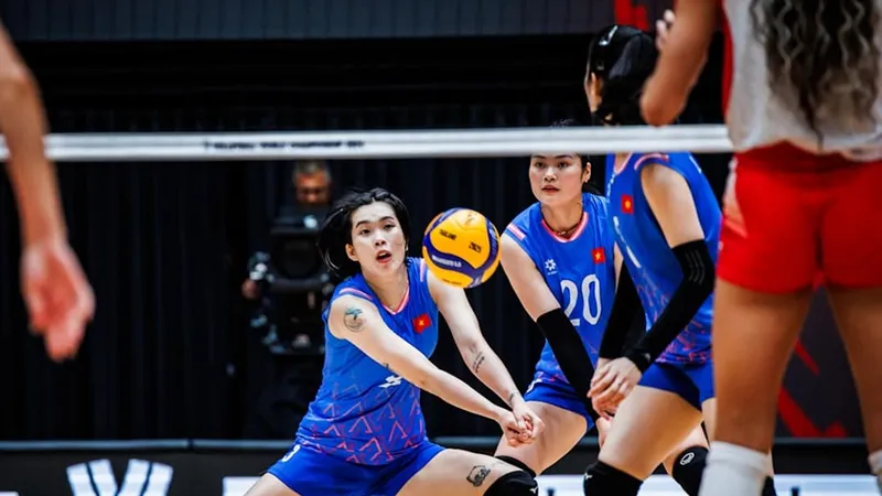 Đội tuyển bóng chuyền nữ Việt Nam sẽ thi đấu với đội Đức vào chiều tối ngày 25-8. Ảnh: FIVB