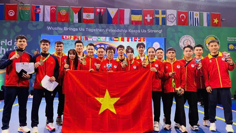 Đội tuyển wushu Việt Nam kết thúc thi đấu giải vô địch thế giới 2025. Ảnh: MINH MINH